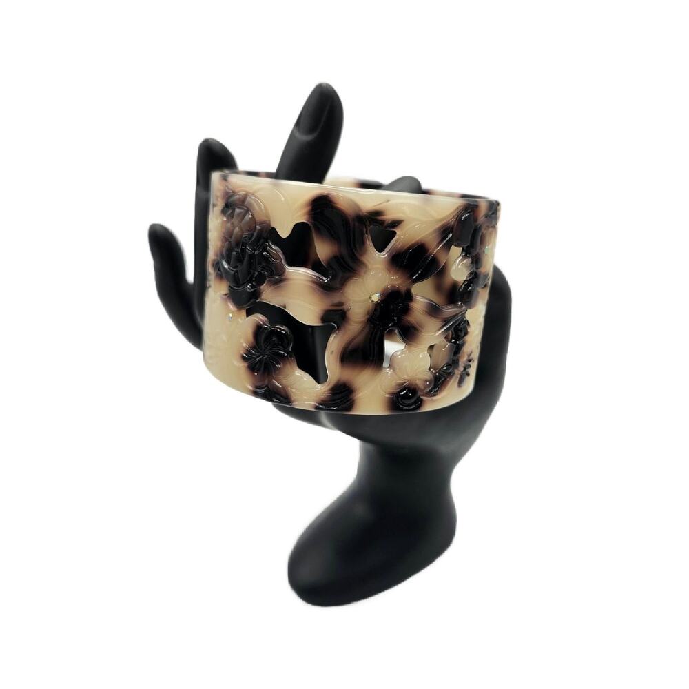 Vintage Chunky Faux Tortoise Shell Lucite Cuff Bracelet